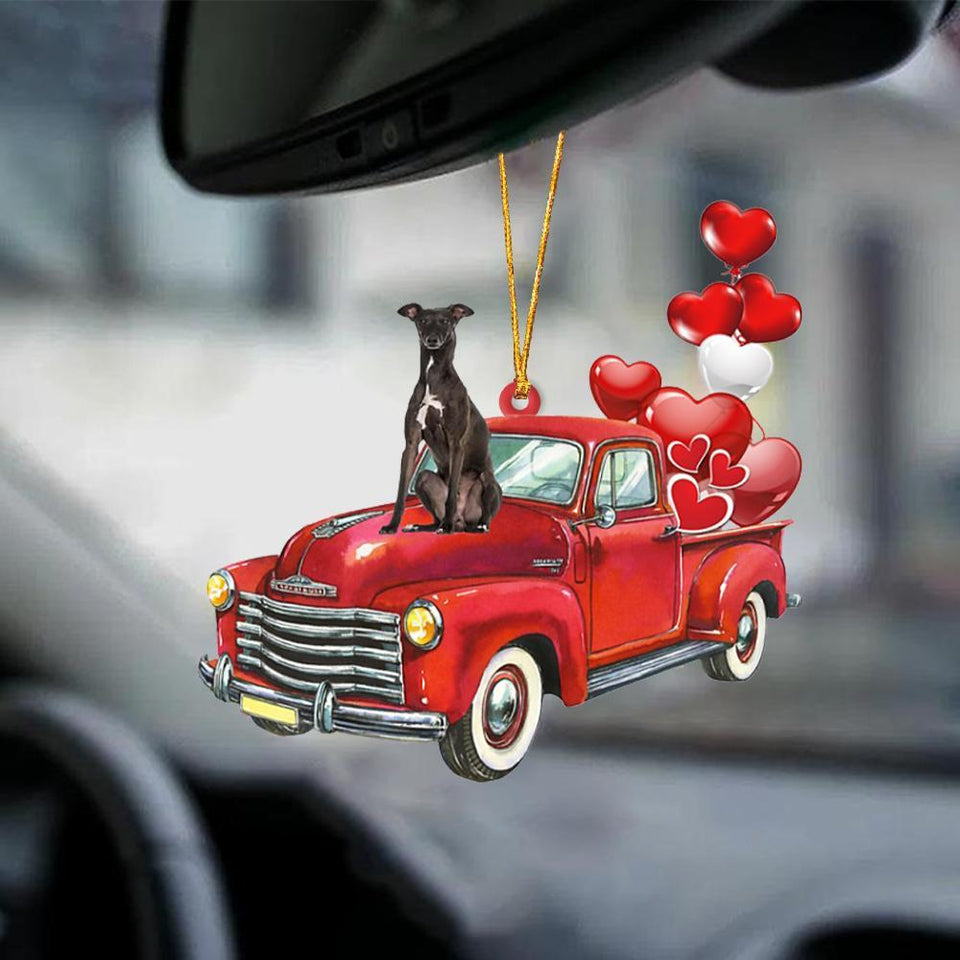 Greyhound-Red Sports Car-Two Sided Ornament