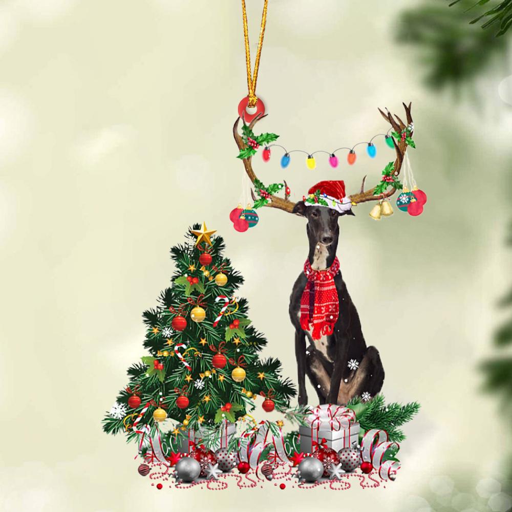 Godmerch- Ornament- Greyhound 1-Christmas Tree Gift Hanging Ornament, Happy Christmas Ornament, Car Ornament