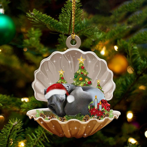 Greyhound3-Sleeping Pearl In Christmas Two Sided Ornament