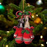 Ornament- Greyhound Inside Your Gloves Christmas Holiday-Two Sided Ornament, Christmas Ornament, Car Ornament
