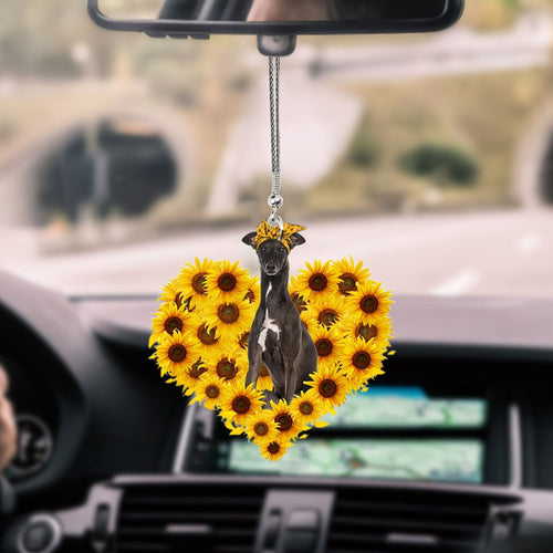 Greyhound-Sunflower Heart Gift Car Ornament