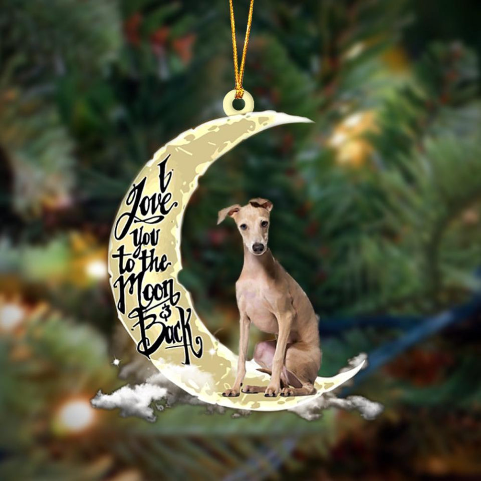 Godmerch- Greyhound I Love You To The Moon And Back Hanging Ornament Dog Ornament, Car Ornament, Christmas Ornament