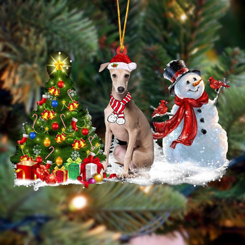 Godmerch- Ornament- Greyhound Christmas Snow Hanging Ornament Dog Ornament, Car Ornament, Christmas Ornament