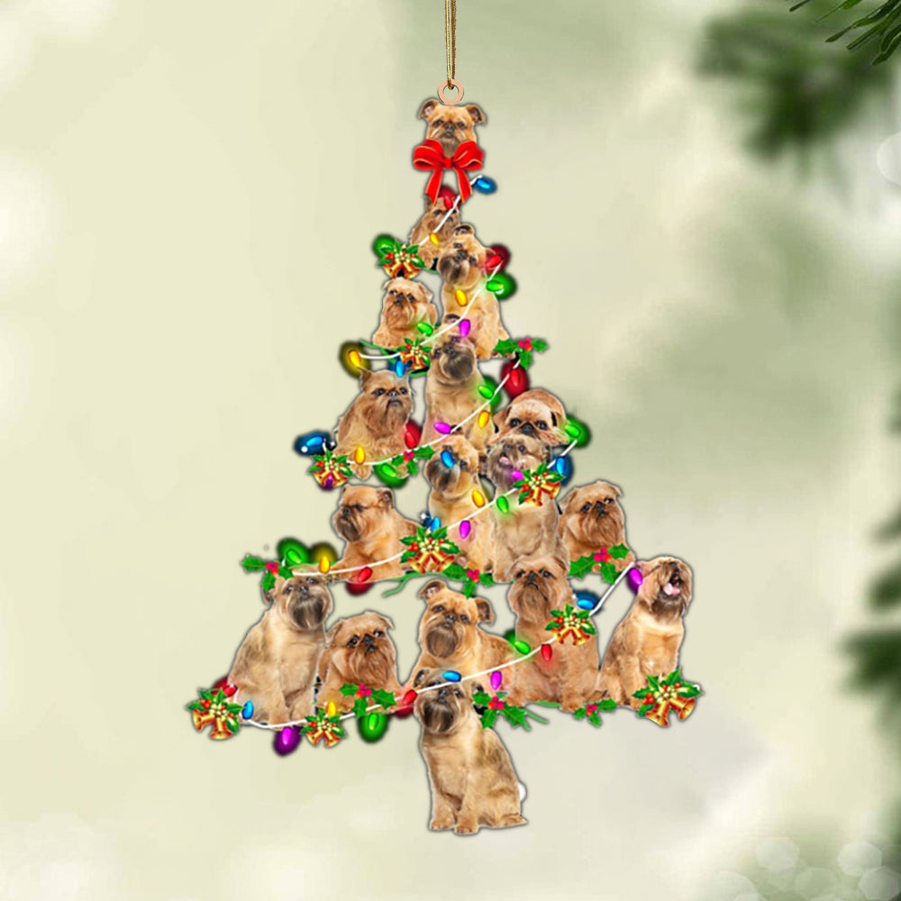 Ornament- Griffon Bruxellois-Christmas Tree Lights-Two Sided Ornament, Happy Christmas Ornament, Car Ornament