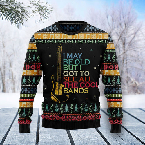 Guitar Old Vintage Xmas Ugly Christmas Sweater 