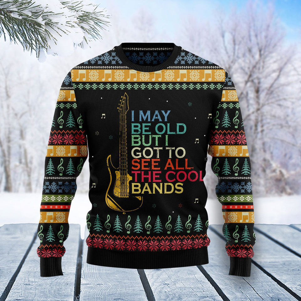 Guitar Old Vintage Xmas Ugly Christmas Sweater 