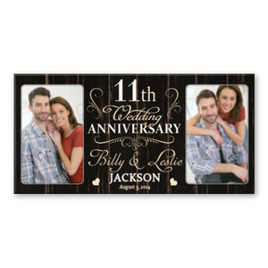 11 Year Anniversary Custom Canvas Print, 11th Wedding Anniversary Gift