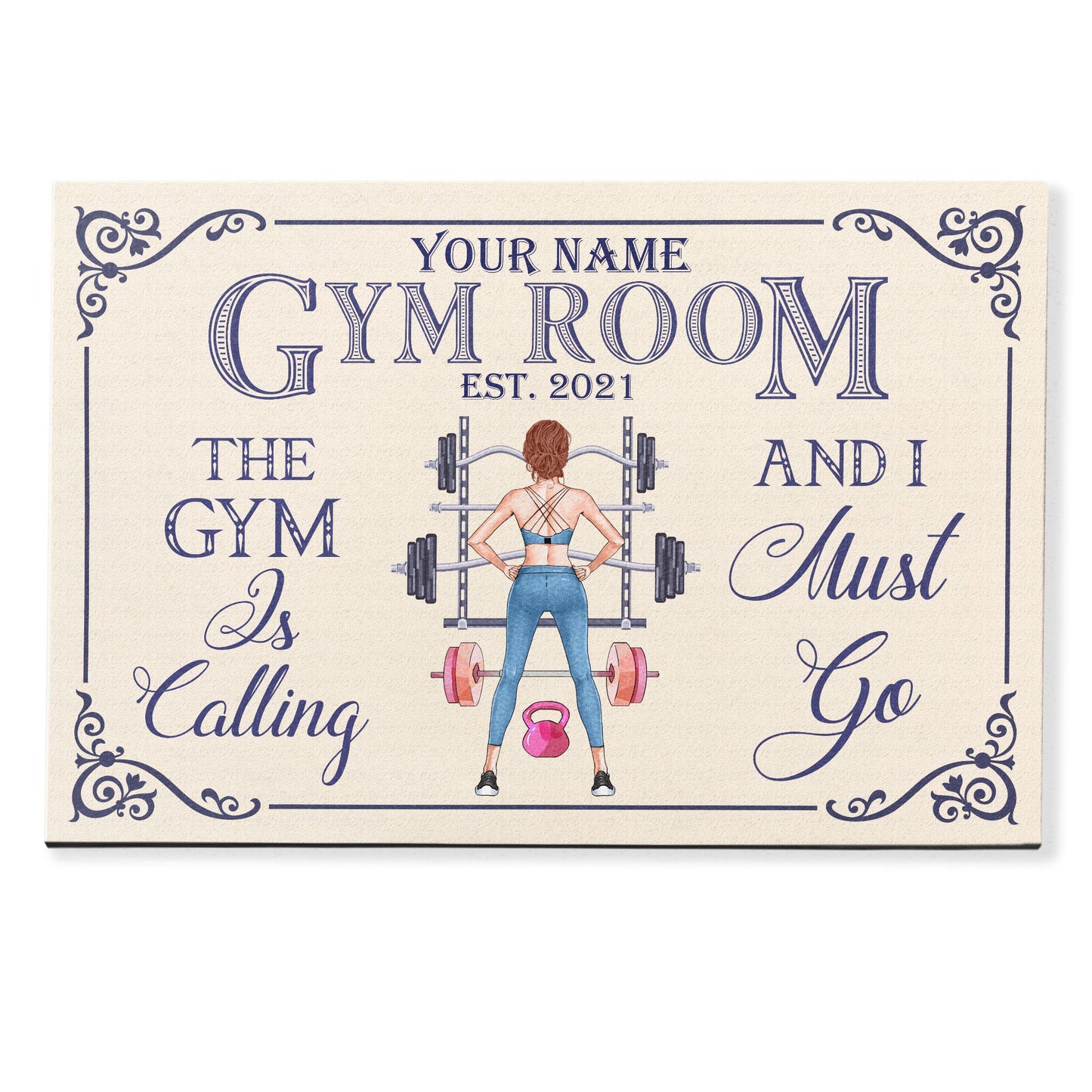 Gym Room - Personalized Doormat - Birthday Gift For Gymer - Fitness Lady