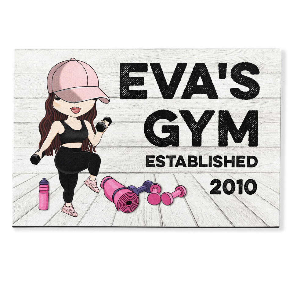 Gym Sign - Personalized Doormat - Gift for Fitness Lovers - Cute Fitness Girl