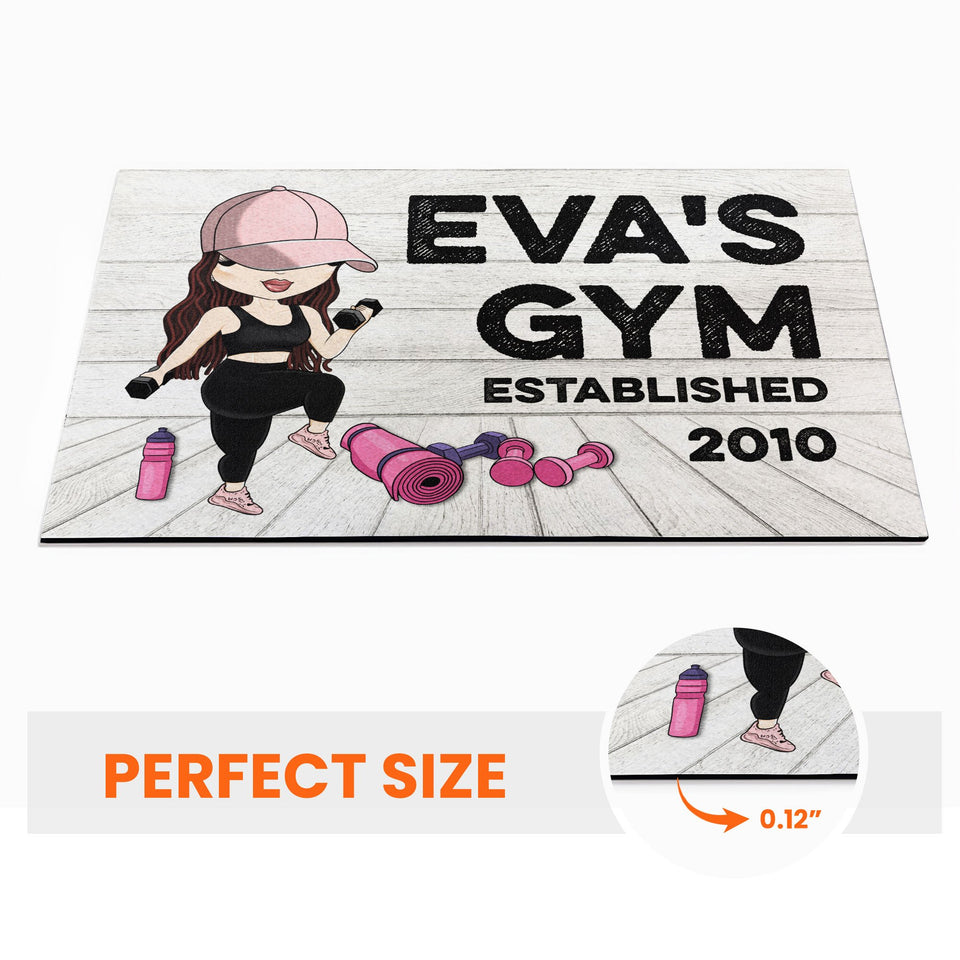 Gym Sign - Personalized Doormat - Gift for Fitness Lovers - Cute Fitness Girl