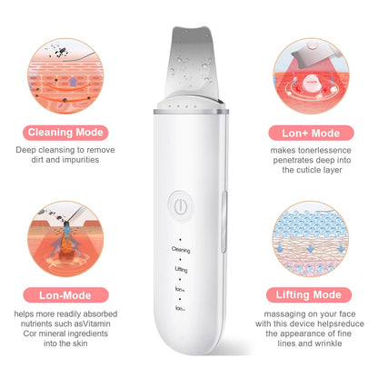 Ultrasonic Skin Scrubber Deep Face Cleaning Machine Peeling Shovel Facial Pore Cleaner Face Skin Scrubber