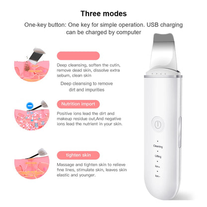 Ultrasonic Skin Scrubber Deep Face Cleaning Machine Peeling Shovel Facial Pore Cleaner Face Skin Scrubber