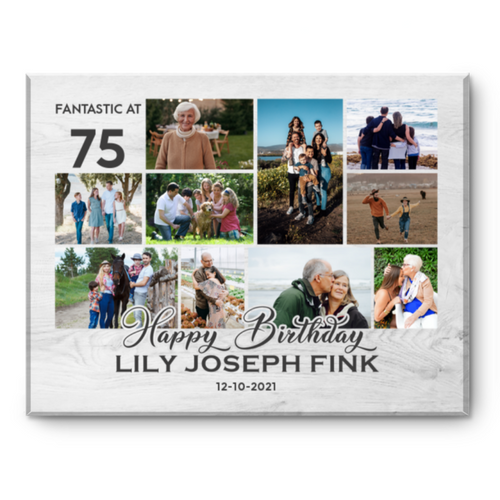 75th Birthday Photo Collage Canvas Print, 75th Birthday Gift