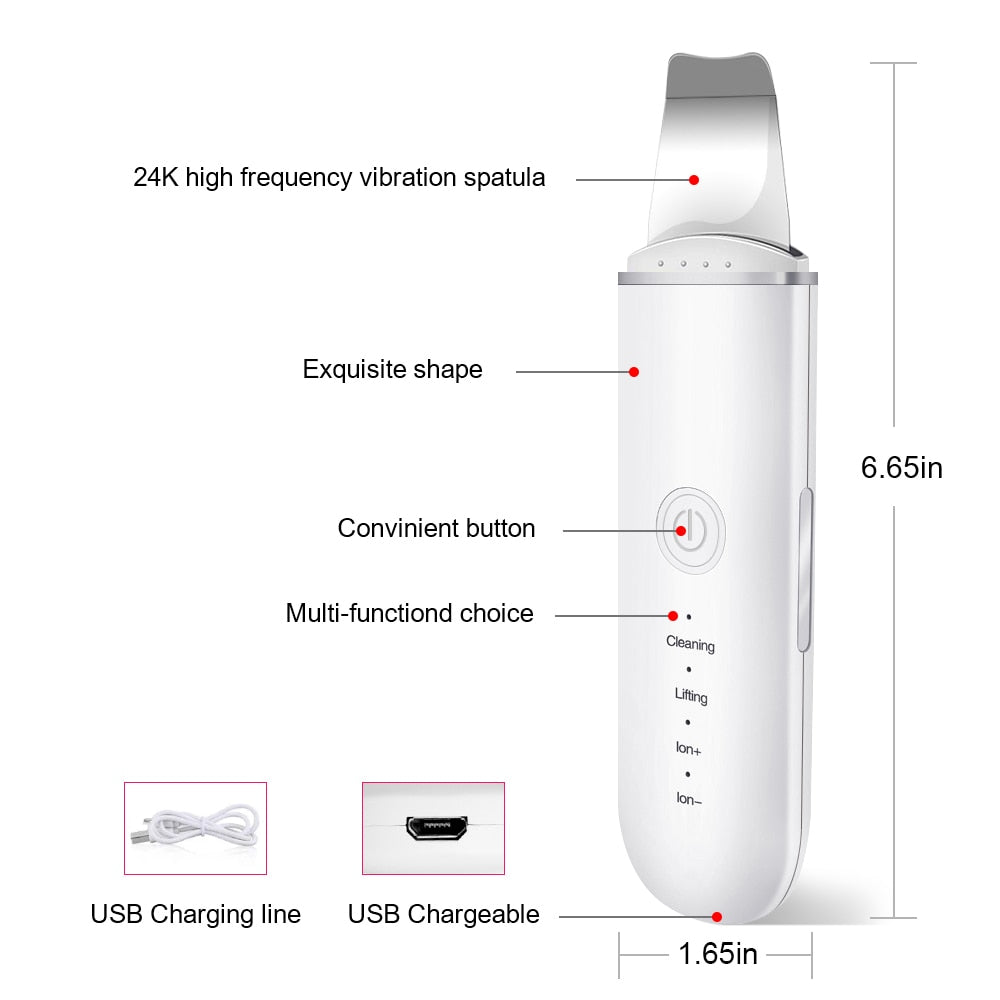 Ultrasonic Skin Scrubber Deep Face Cleaning Machine Peeling Shovel Facial Pore Cleaner Face Skin Scrubber