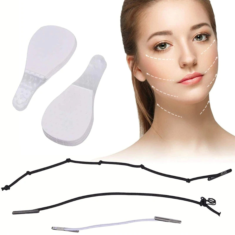40-Piece Invisible V-Line Face Lift Tapes with Lifting Ropes for Women