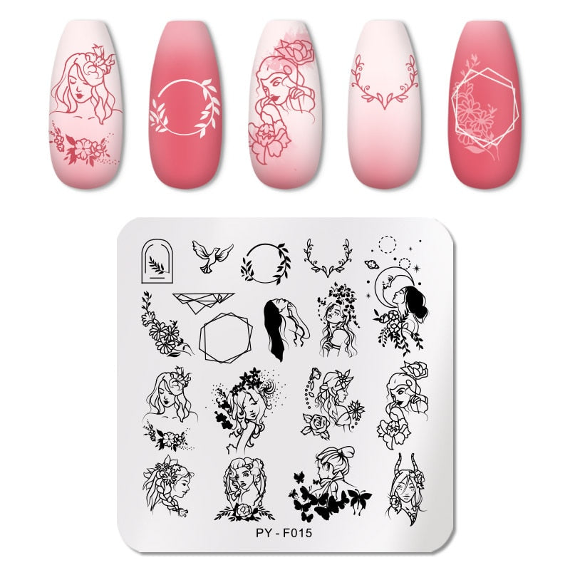 Nail Art Template 12 * 6cm Nail Art Templates Stamping Plate Design Flower Animal Glass Temperature Lace Stamp Templates Plates Image