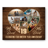 19th Wedding Anniversary Present, Gift For 19th Anniversary, Heart Shape Photo Collage