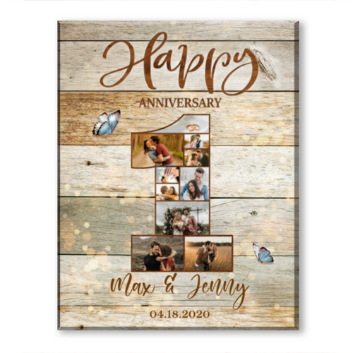1 Year Anniversary Gift For Girlfriend, One Year Anniversary Gift For Boyfriend, 1st Anniversary Custom Canvas Print