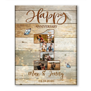 1 Year Anniversary Gift For Girlfriend, One Year Anniversary Gift For Boyfriend, 1st Anniversary Custom Canvas Print