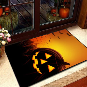 3D Scary Pumpkin In The Sunset Halloween Doormat