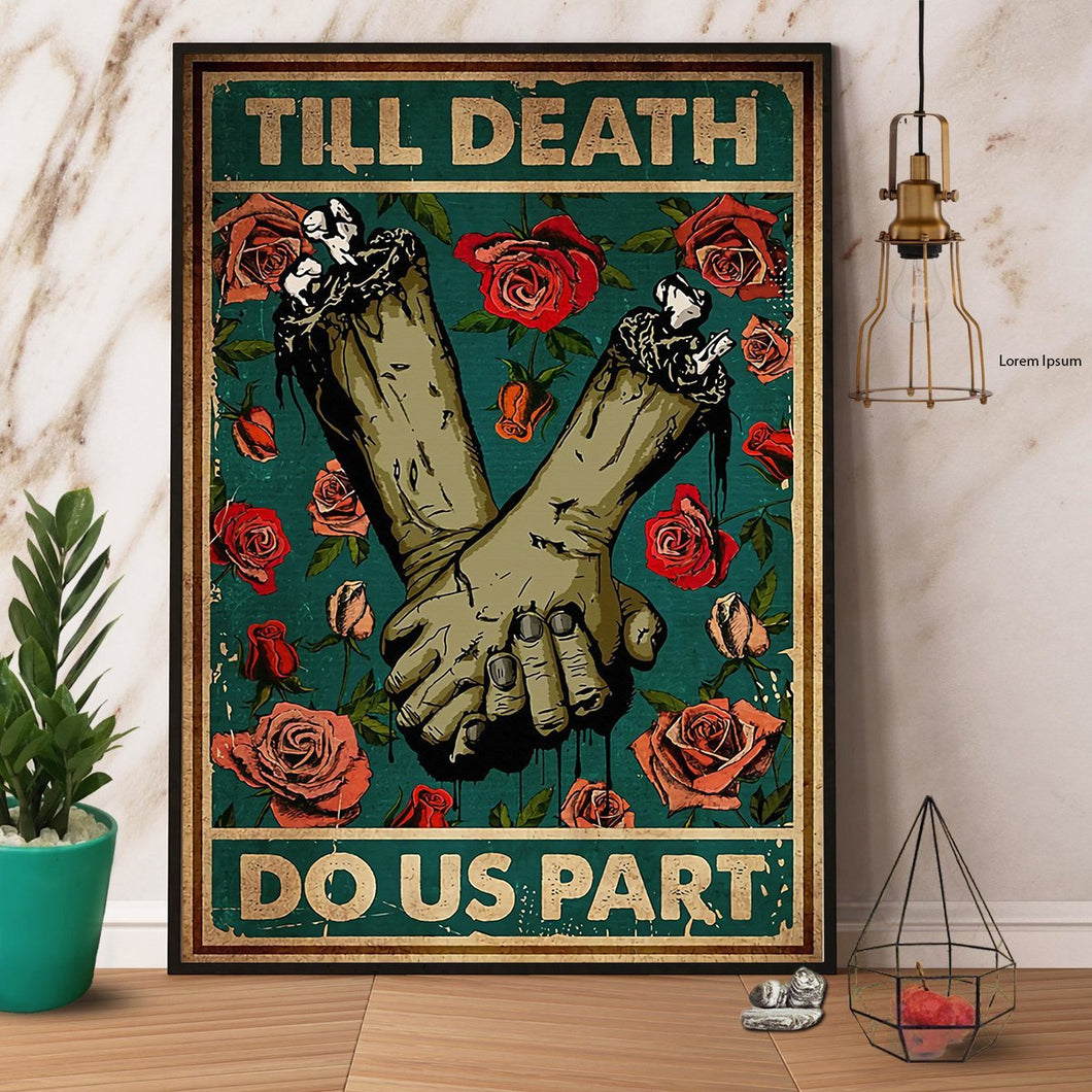 Hand In Hand Roses Till Death Do Us Part Canvas And Poster, Wall Decor Visual Art