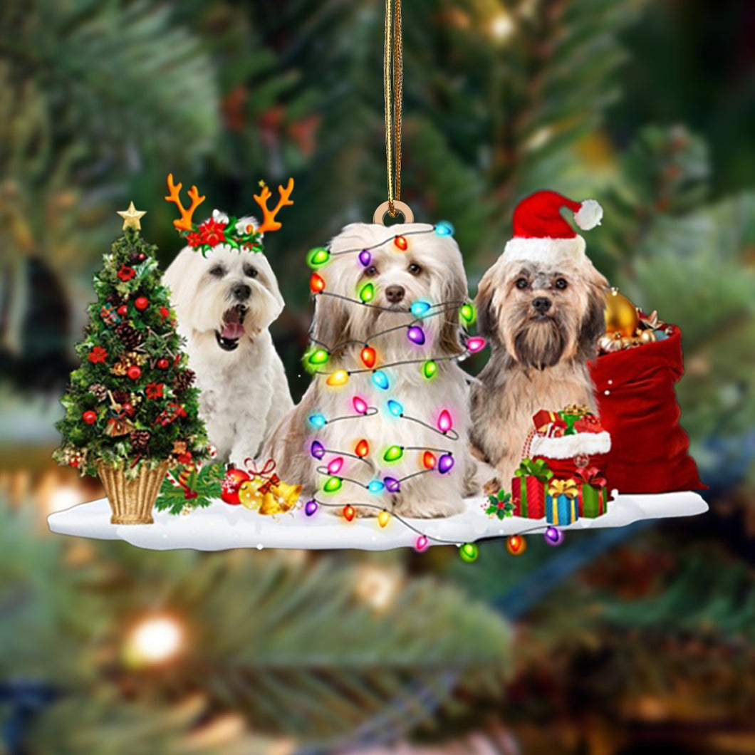 Godmerch- Ornament- Havanese-Christmas Dog Friends Hanging Ornament, Happy Christmas Ornament, Car Ornament