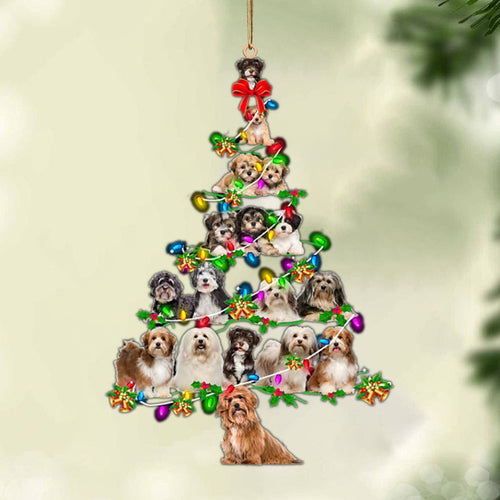 Godmerch- Ornament- Havanese-Christmas Tree Lights-Two Sided Ornament, Happy Christmas Ornament, Car Ornament