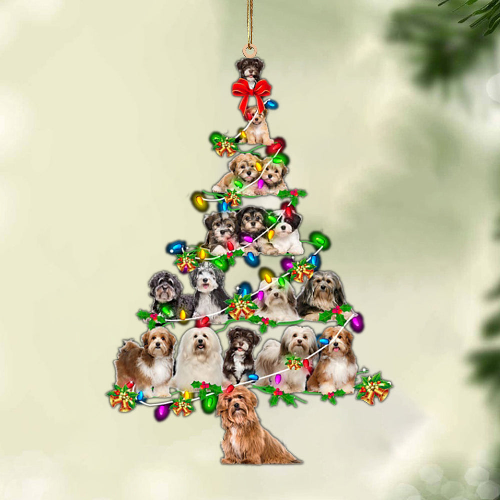 Godmerch- Ornament- Havanese-Christmas Tree Lights-Two Sided Ornament, Happy Christmas Ornament, Car Ornament