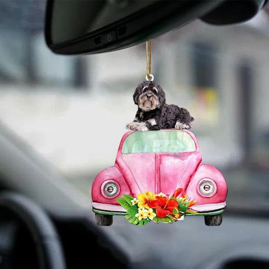 Havanese-Pink Hippie Car-Two Sided Ornament