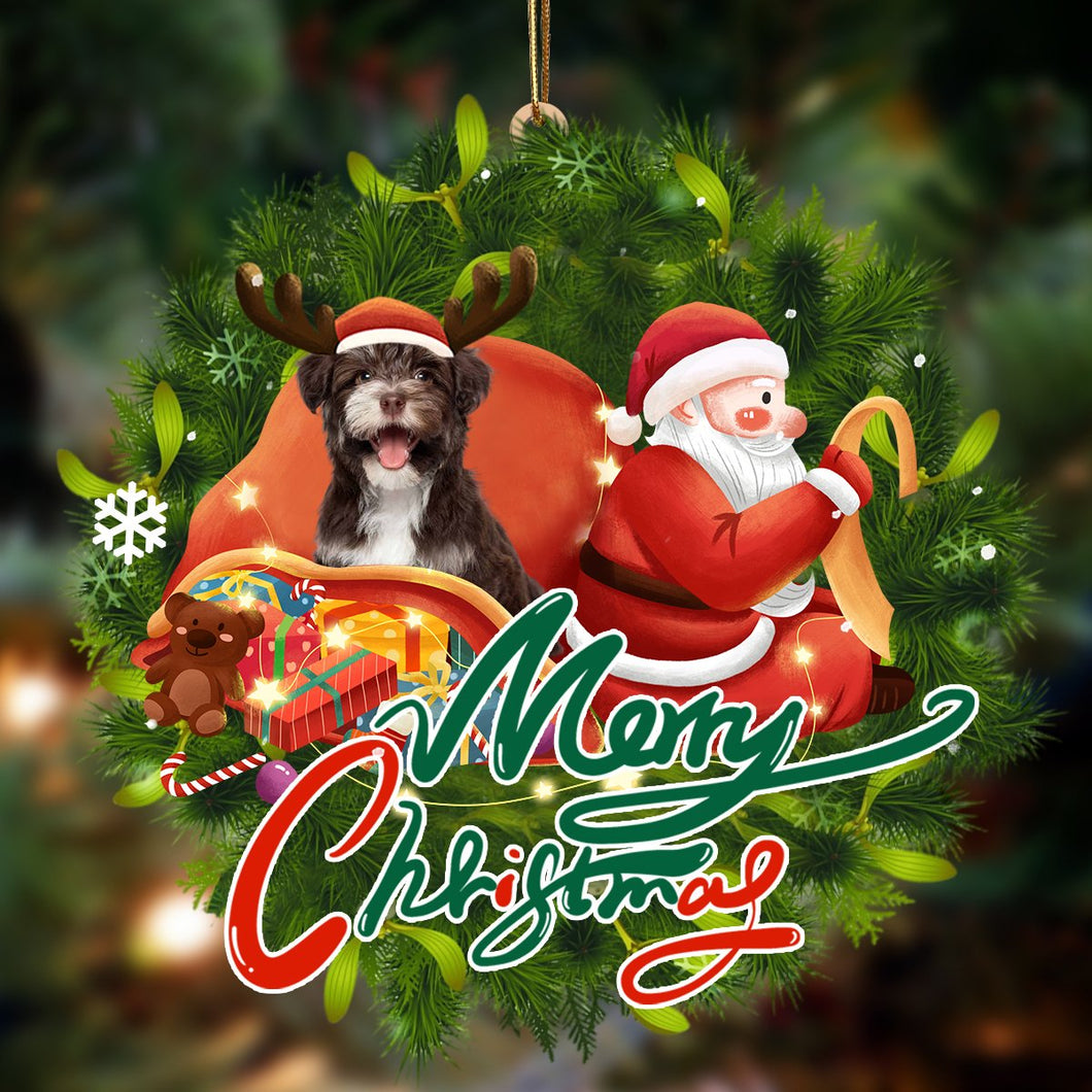 Godmerch- Ornament- Havanese-Santa & dog Hanging Ornament, Happy Christmas Ornament, Car Ornament