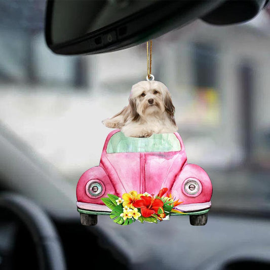 Havanese 2-Pink Hippie Car-Two Sided Ornament
