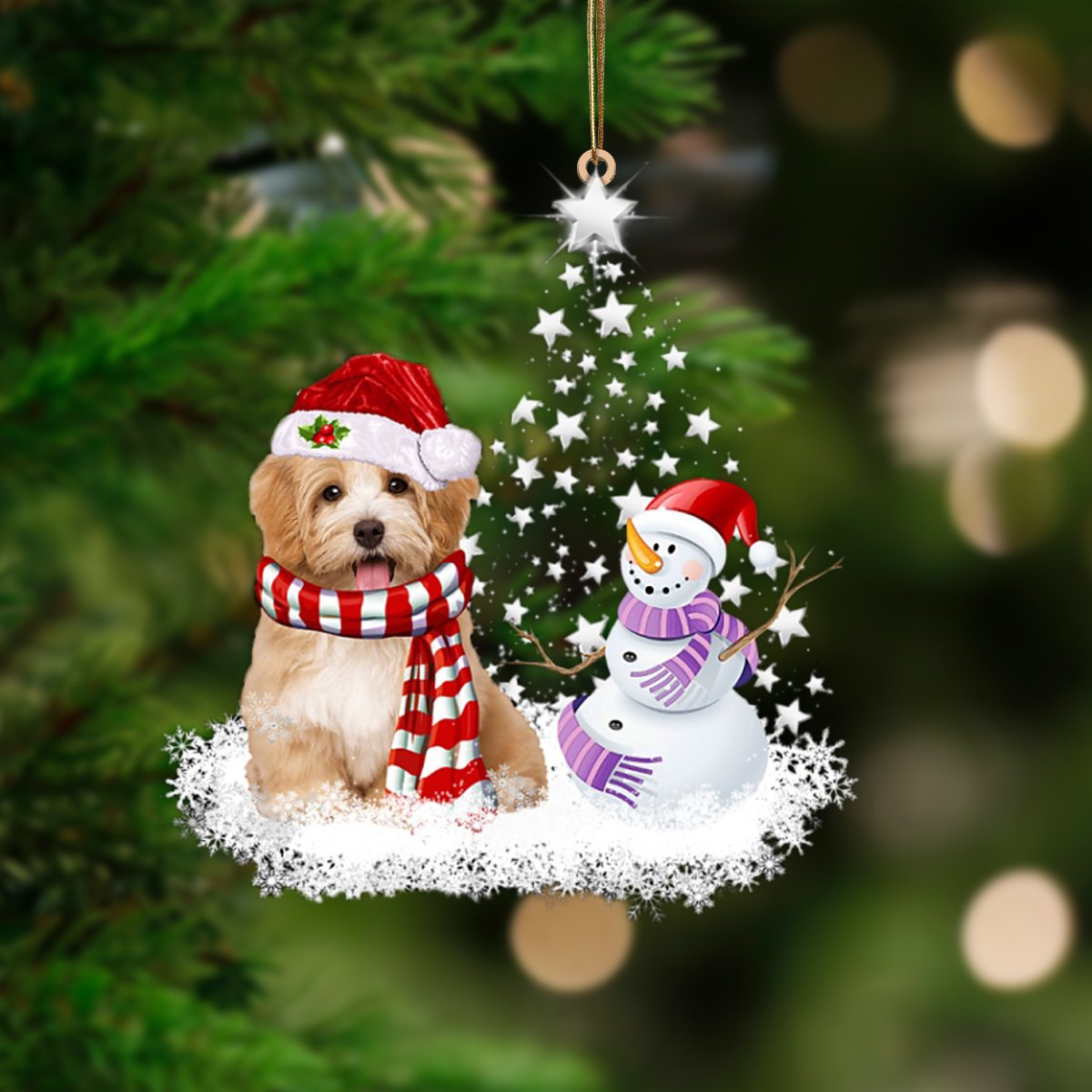 Havanese 3-Star Tree Hanging Ornament