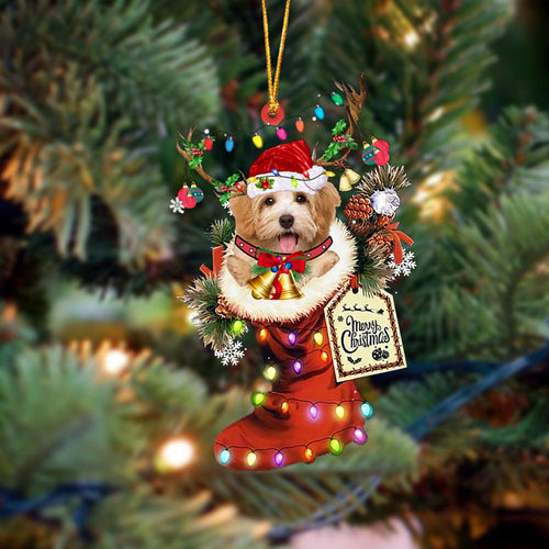 Godmerch- Ornament- Havanese 3-Xmas Boot-Two Sided Ornament, Happy Christmas Ornament, Car Ornament