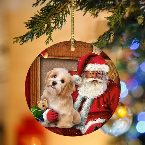 Godmerch- Ornament- Havanese With Santa Christmas Ornament, Happy Christmas Ornament, Car Ornament