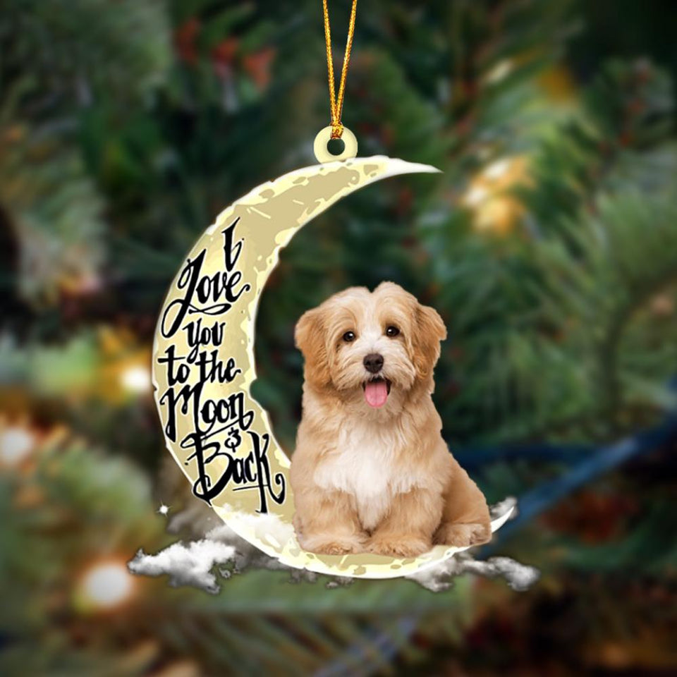 Godmerch- Havanese I Love You To The Moon And Back Hanging Ornament Dog Ornament, Car Ornament, Christmas Ornament