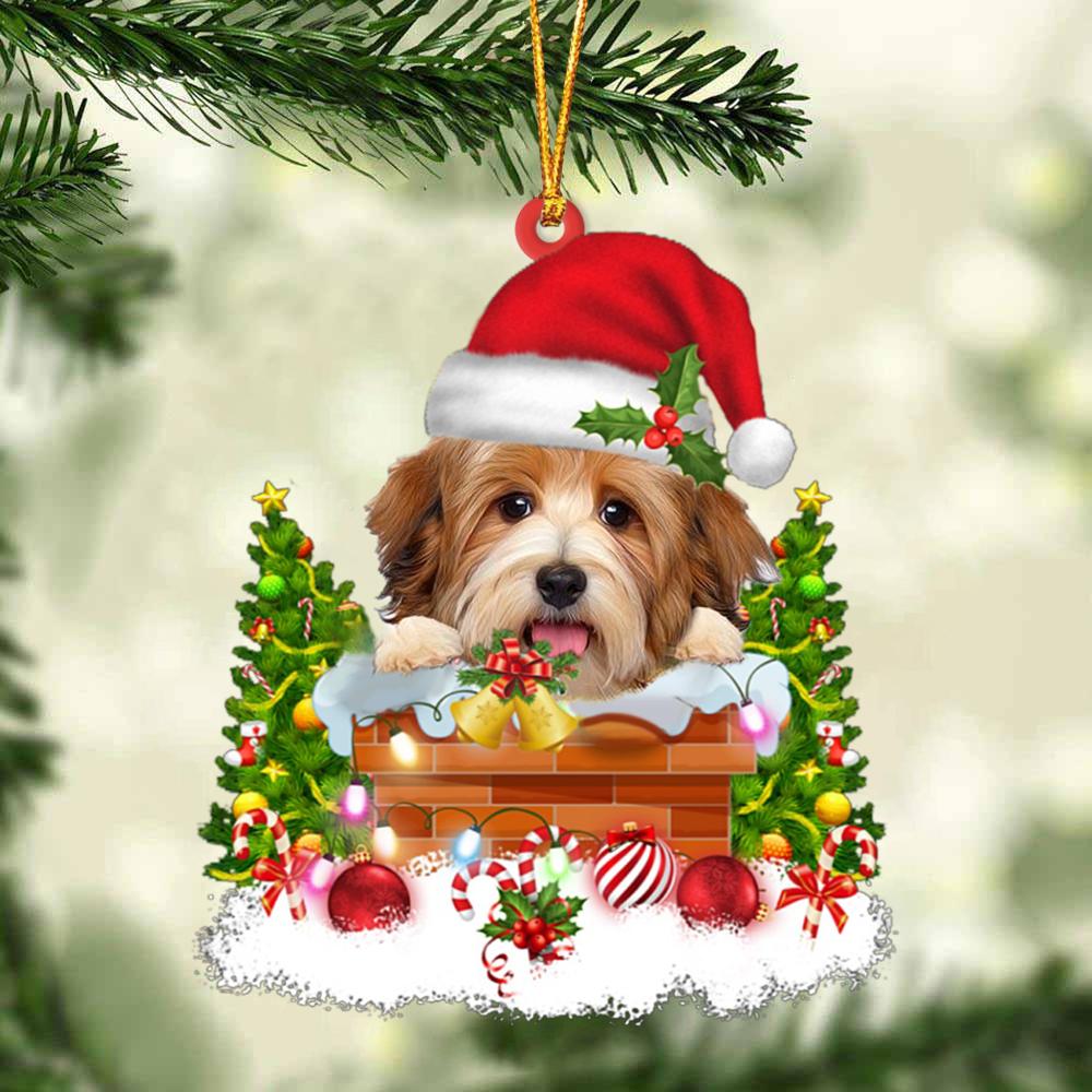 Havanese In The Chimney Hanging Ornament Dog Christmas Ornament