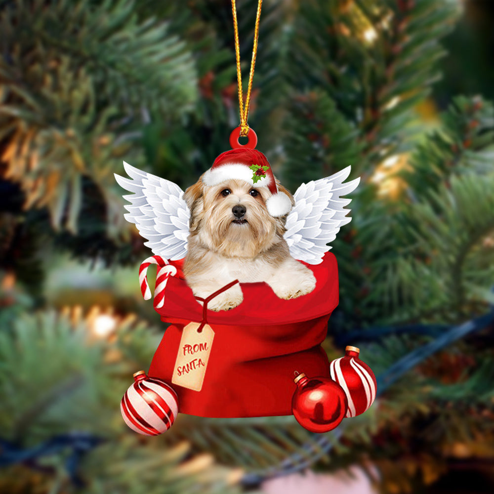 Havanese Angel Gift From Santa Christmas Ornament, Dog Flat Acrylic Ornament