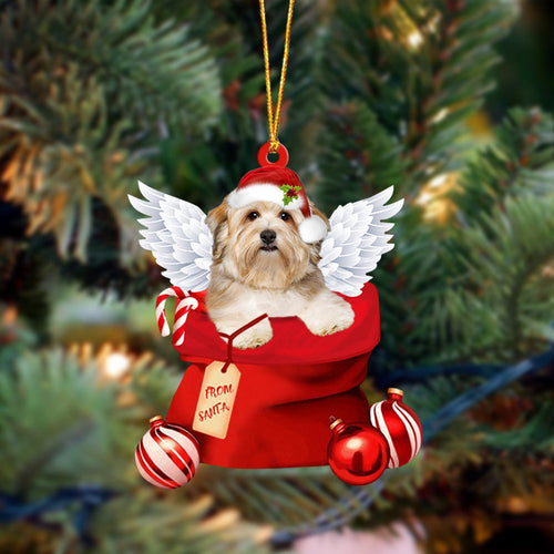 Havanese Angel Gift From Santa Christmas Ornament, Dog Flat Acrylic Ornament