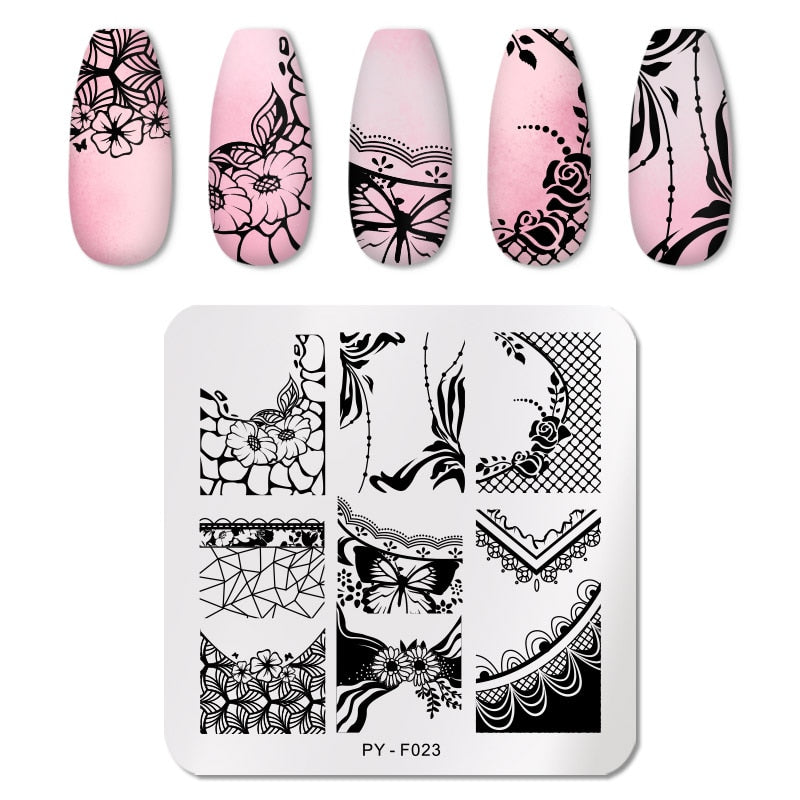 Nail Art Template 12 * 6cm Nail Art Templates Stamping Plate Design Flower Animal Glass Temperature Lace Stamp Templates Plates Image