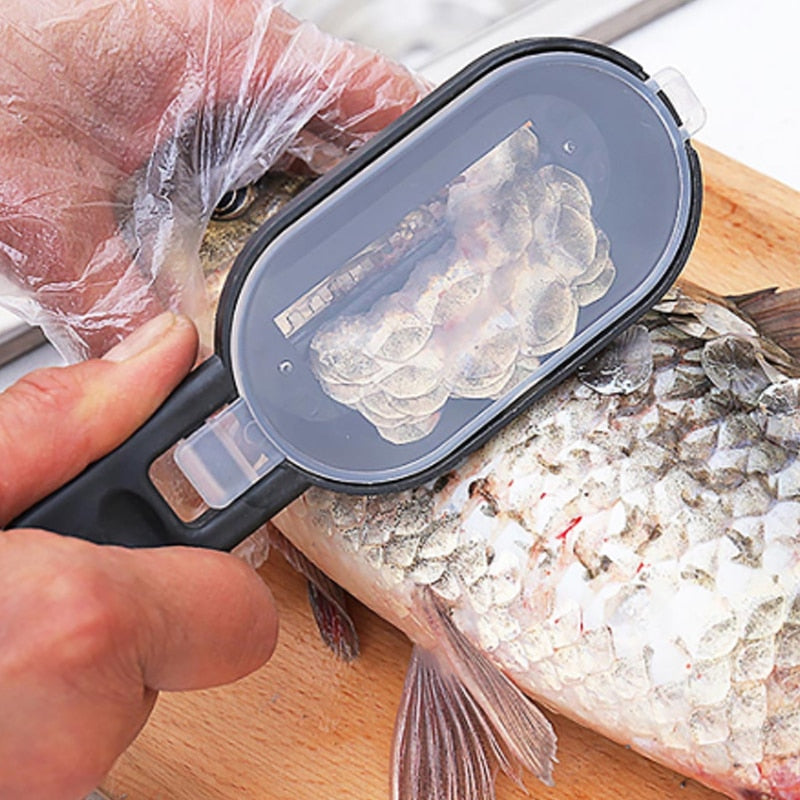 Fish Cleaning Tool 2-in-1 Fishing Scale Brush with Built-in Fish Cutter
