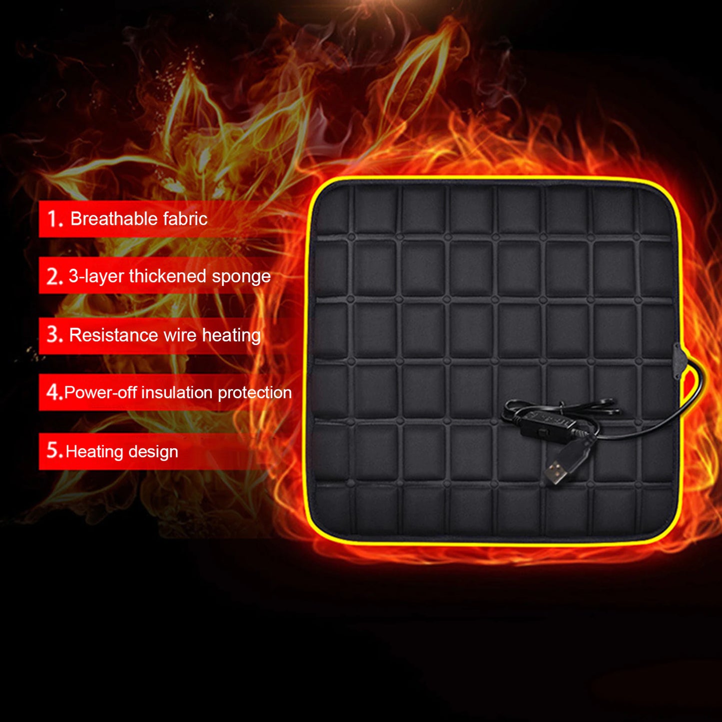 Heated Seat Cushion Seat Pad Heated Bleacher Cushion Portable Heating Pad For Car, Office Chair