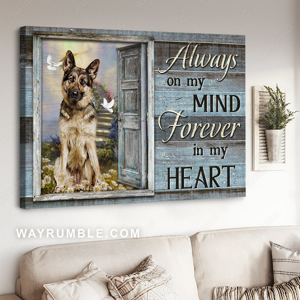 Amazing German Shepherd, White door, Old door, Always on my mind - Heaven Landscape Canvas Prints, Wall Art