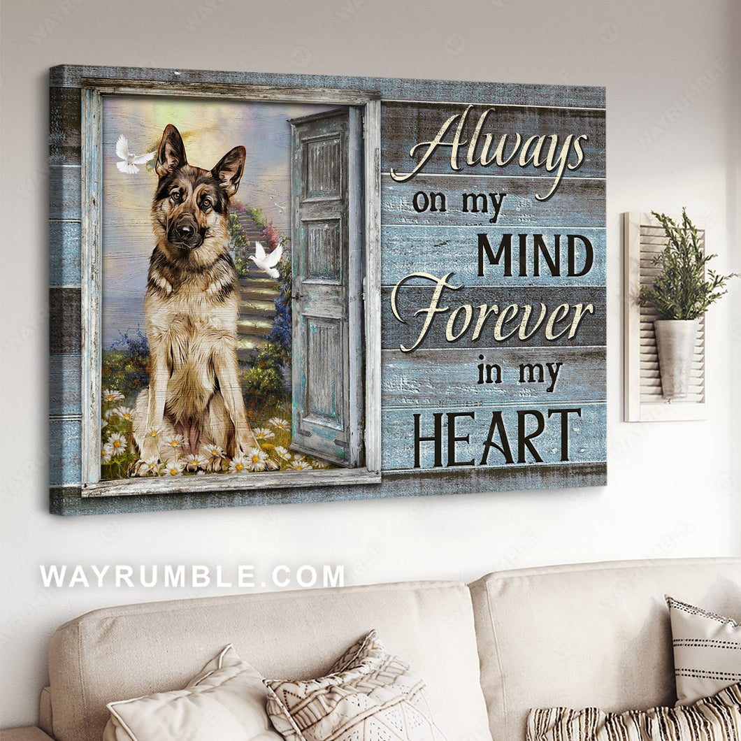Amazing German Shepherd, White door, Old door, Always on my mind - Heaven Landscape Canvas Prints, Wall Art