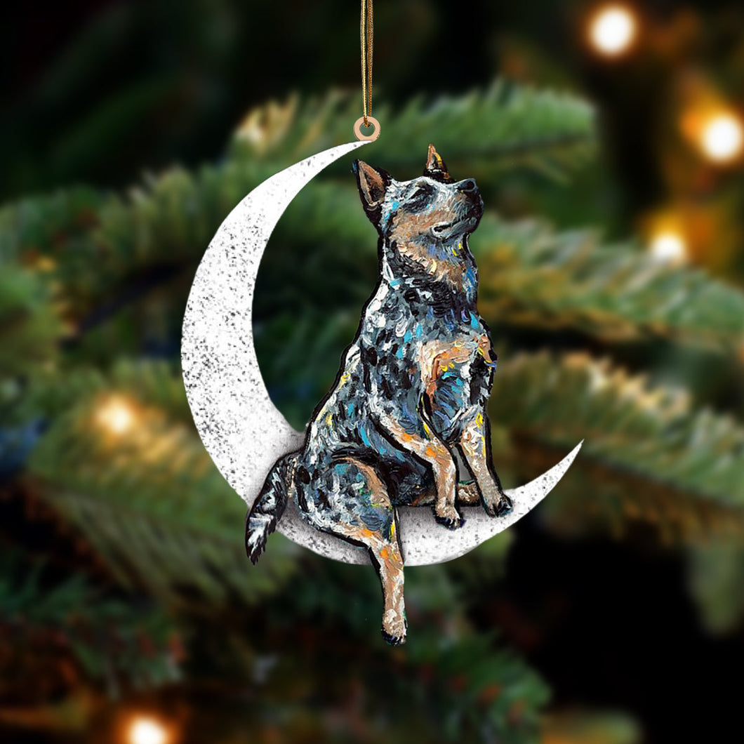 Heeler Sit On The Moon Two Sided Ornament Dog Hanging Christmas Ornament