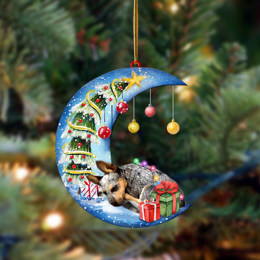 Ornament- Heeler-Sleep On The Moon Christmas Two Sided Ornament, Happy Christmas Ornament, Car Ornament