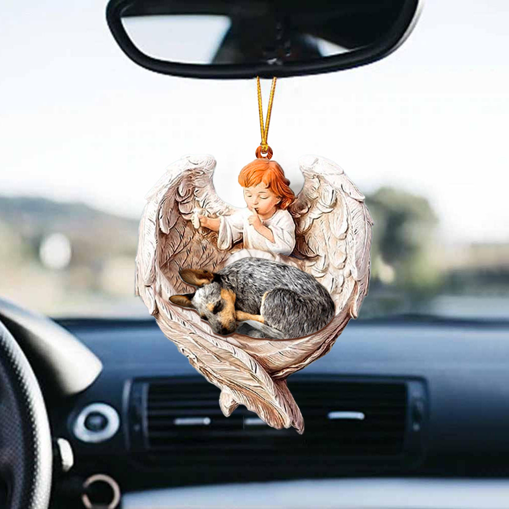 Sleeping Australia Cattle Protected By Angel Car Hanging Ornament