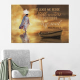 Jesus he leads me beside still waters Psalm 23:2-3 - Matte Canvas