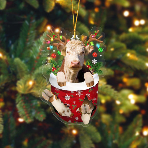 Hereford In Pocket Acrylic Ornament, Farm Christmas Ornament