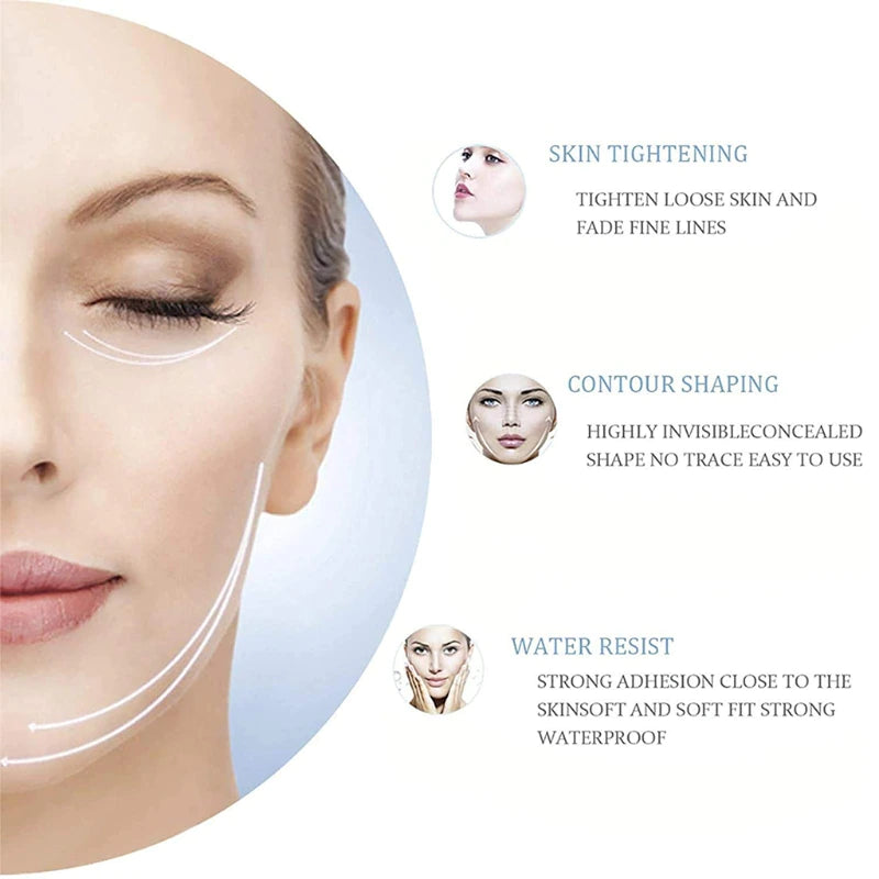 40-Piece Invisible V-Line Face Lift Tapes with Lifting Ropes for Women