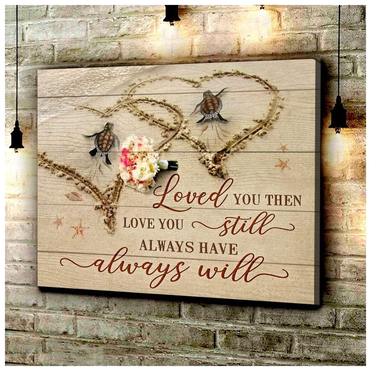 Turtle Loved You Then Framed Canvas Wall Art